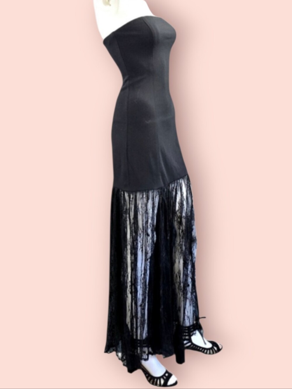 Lulus Vesna Black Mixed Media Strapless Maxi-Dress Size S - Picture 12 of 16